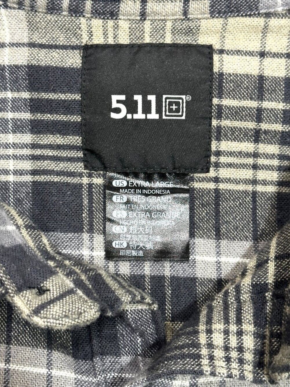 5.11 Tactical Mens Plaid Button Up Flannel Shirt XL Gray Tan Long Sleeve Outdoor - Picture 2 of 16